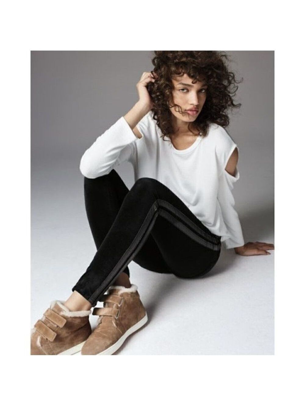 Nwt rag & bone | Mito Skinny Velvet Pants with Leather Strips